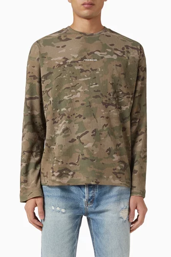 Waffle Long Sleeve T-shirt in Cotton