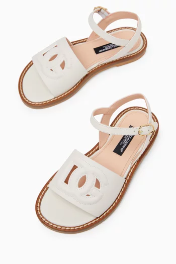Cut-out Logo Sandals in Calfskin Leather