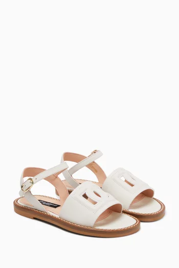 Cut-out Logo Sandals in Calfskin Leather