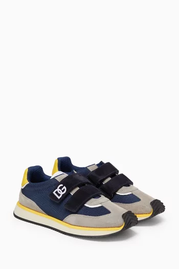 Velcro Sneakers in Suede & Mesh