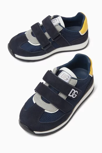 Velcro Sneakers in Suede & Mesh