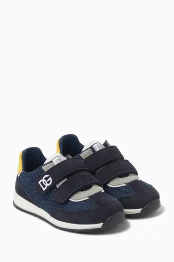 Velcro Sneakers in Suede & Mesh