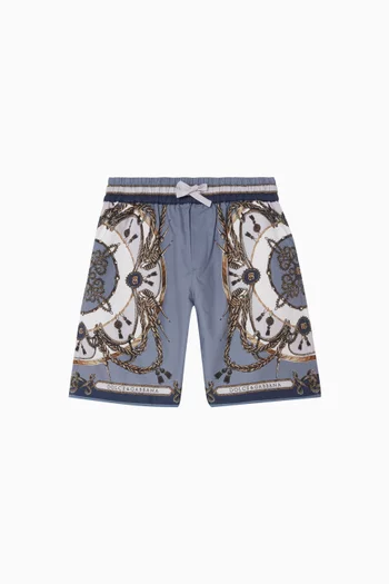 Cargo-print Bermuda Shorts in Cotton-poplin