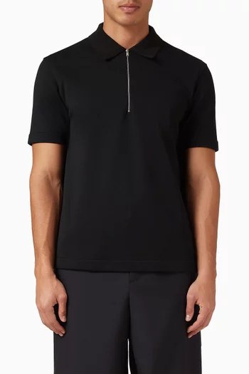 Zip Polo Shirt in Cotton-blend