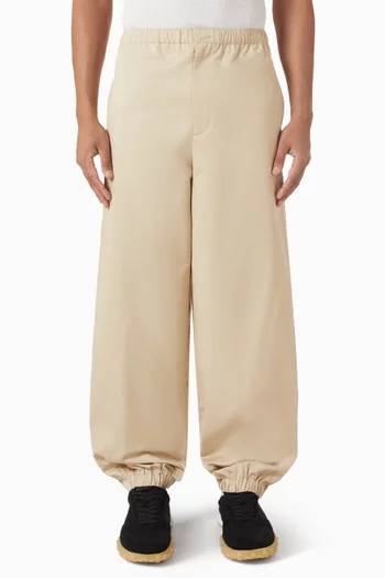 Elasticated Pants in Cotton-blend Poplin