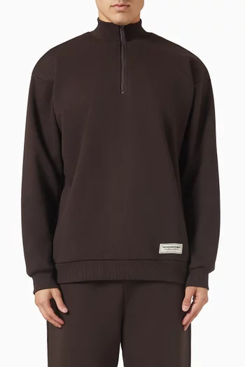 Half-zip Oversized Sweatshirt in Cotton