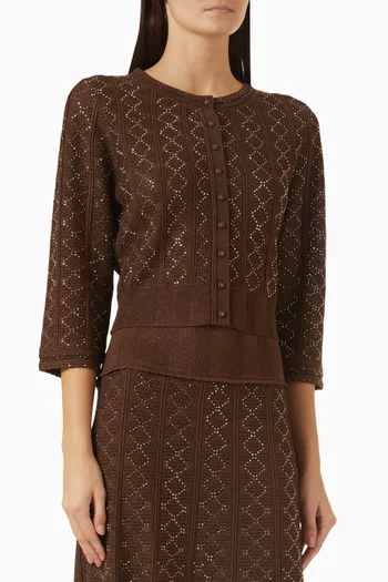 Buttoned Rhinestone Cardigan in Knit