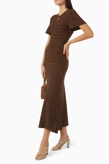 Rhinestone-embellished Knit Dress in Viscose Blend