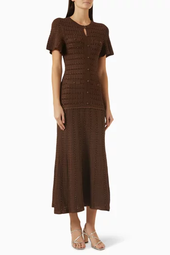 Rhinestone-embellished Knit Dress in Viscose Blend