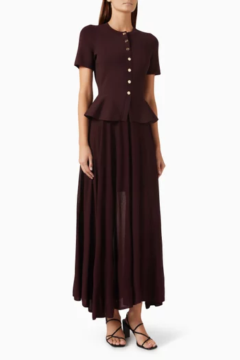 Peplum-hem Maxi Dress in Knit