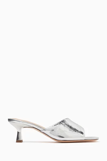 Lovely 55 Mule Sandals in Metallic Leather