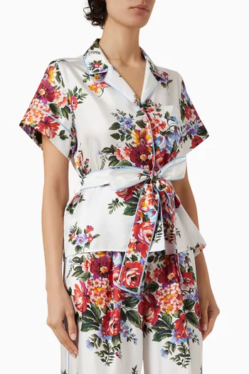 Flower-print Vanity Shirt in Silk Twill