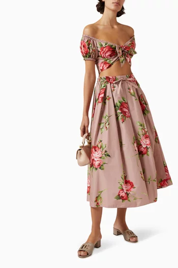 Rose Bouquet-print Top in Cotton