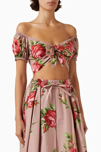 Rose Bouquet-print Top in Cotton