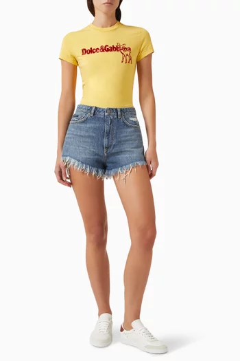 Frayed-hem Shorts in Denim