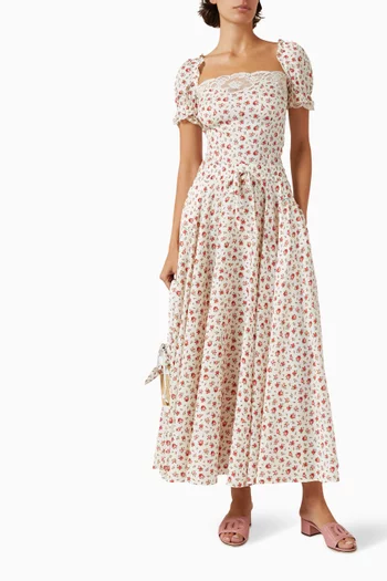 Small Rose-print Top in Charmeuse-silk