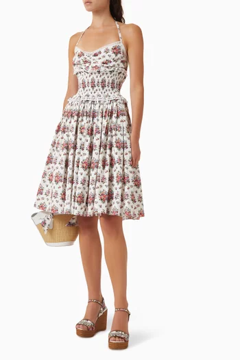 Floral-print Mini Dress in Poplin