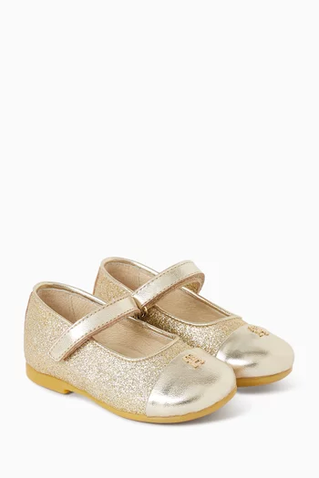 Glitter Ballerinas in Leather