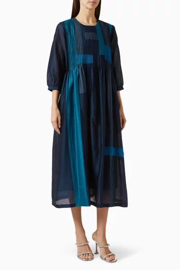 Pin-tuck Midi Dress