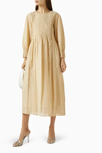 Pin-tuck Midi Dress