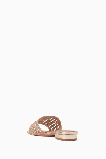 Zeya 25 Flat Mules in Crochet & Leather