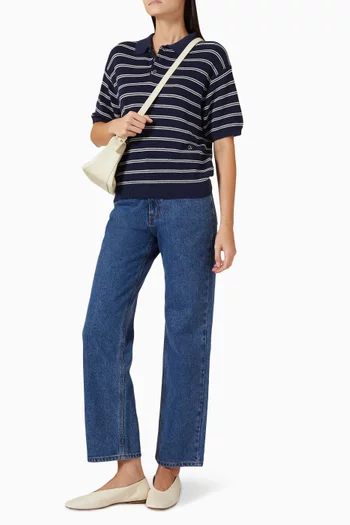 Striped Knit Polo Shirt
