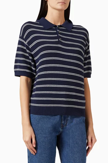 Striped Knit Polo Shirt
