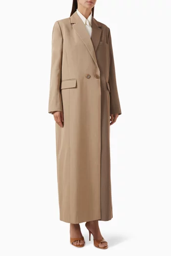 Zelda Long Blazer in Wool Twill