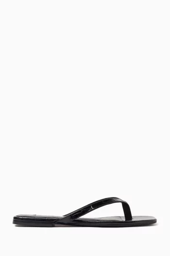 Flip-flop Sandals in Croc-embossed Leather