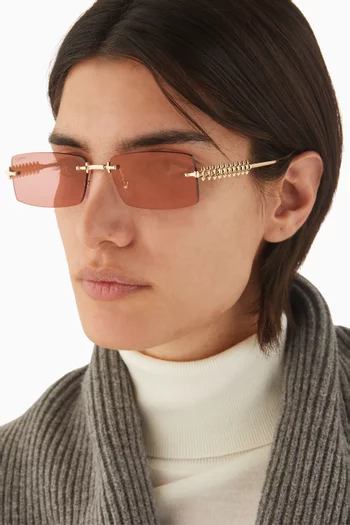 Unisex Rectangle Sunglasses in Metal