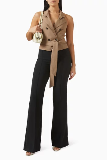 Halterneck Belted Vest in Gabardine