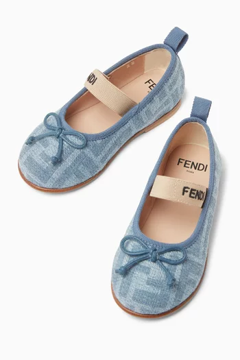 Logo Ballerina Sandals in Denim