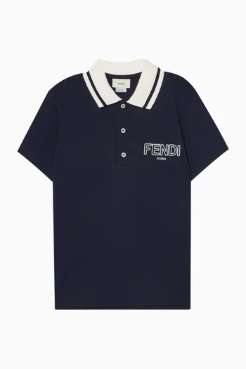 Logo-embroidered Polo Shirt in Cotton Pique