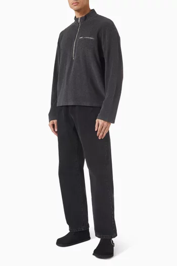 Towelling Quarter Zip Sweatshirt in Cotton-blend