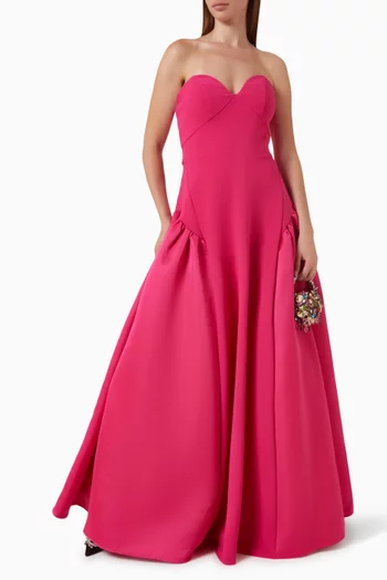 Strapless Ball Gown in Crepe & Satin
