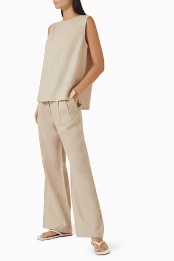 Trento Crewneck Top in Linen