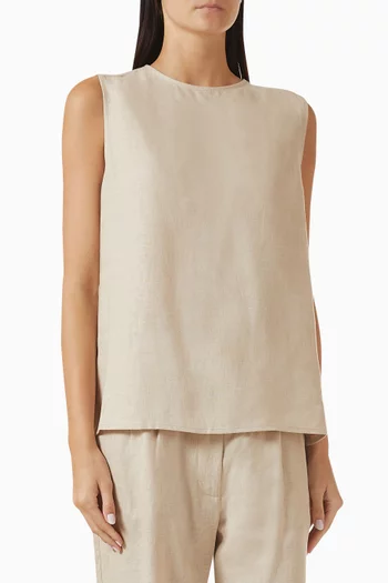 Trento Crewneck Top in Linen