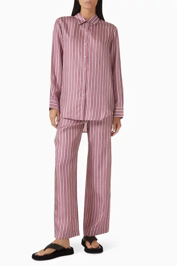 London Striped Shirt in Silk Twill