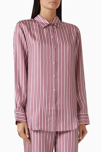 London Striped Shirt in Silk Twill