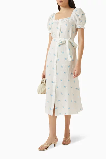 Brigitte Belted Dress in Linen