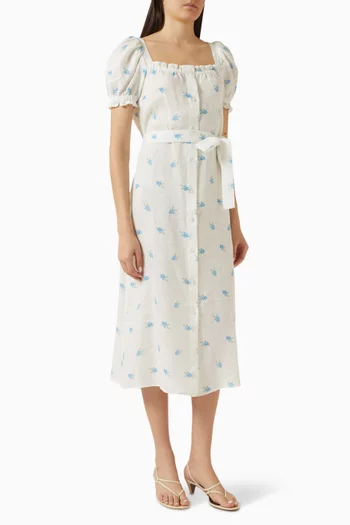 Brigitte Belted Dress in Linen