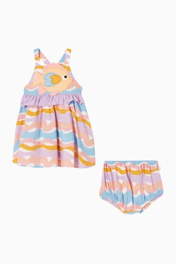 Fish Appliqué Wave Dress