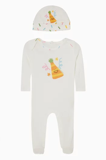 Birthday Cap-print Pyjama & Beanie Set