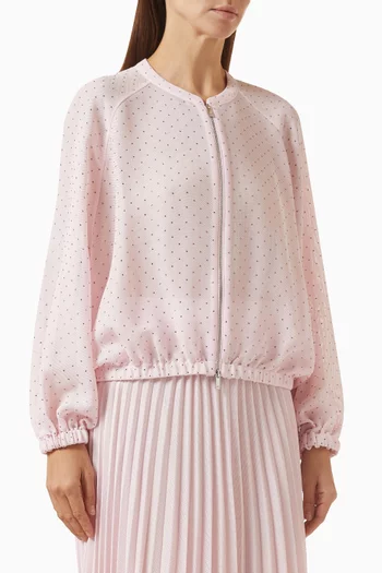 Micro Strass Bomber Jacket in Mesh