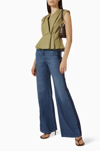 V-neck Top in Cotton Poplin