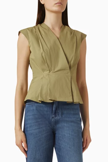 V-neck Top in Cotton Poplin