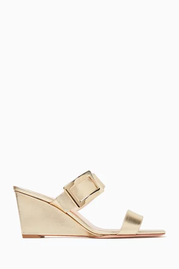 Belle Vivier Wedge Mules in Leather