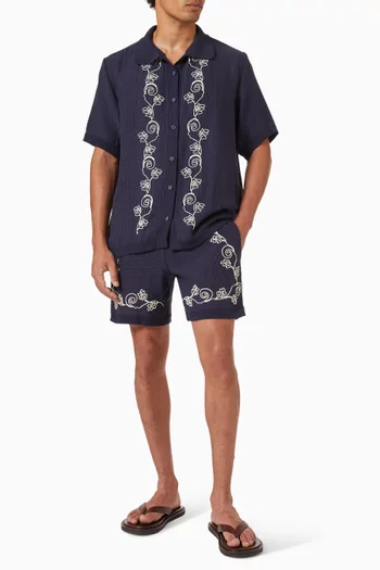 Batik Embroidered Maury Shorts in Cotton-blend