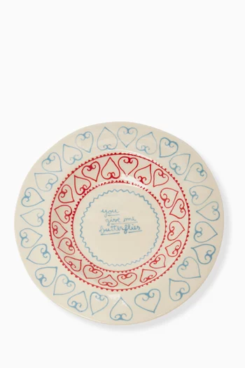 'You Give Me Butterflies' Dinner Plate in Ceramic, 26x3cm