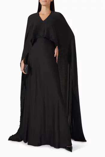Overlay Cape Embroidered Dress